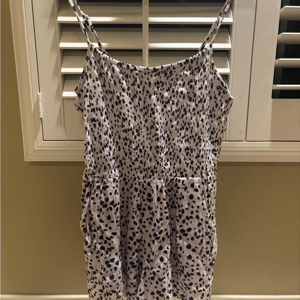 Spotted White and Black Slip Romper